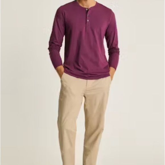 Bonobos Heathered Red Long Sleeve Slim Henley Shirt Medium - Picture 1 of 5